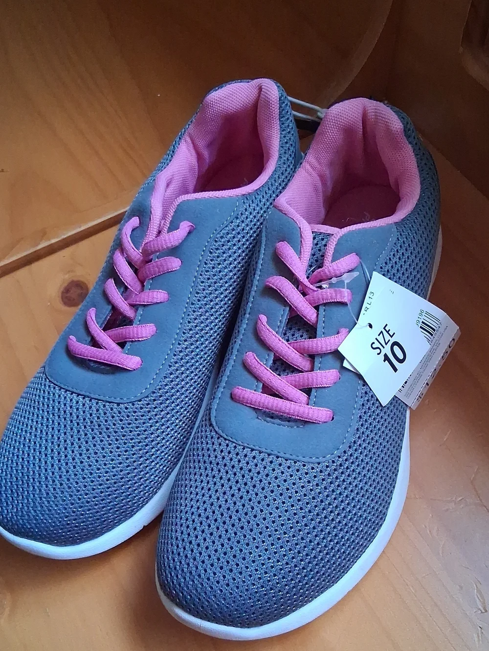 Comfort Mesh Walking Sneakers - Gray with Pink Accents